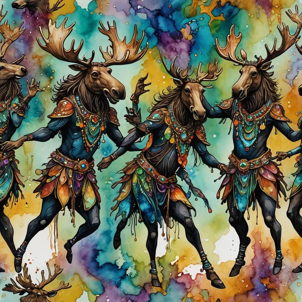 Surreal Moose Dancers in Bollywood Style