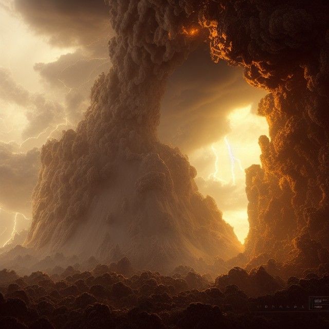 Hyperdetailed Landscape After Fiery Thunderstorm