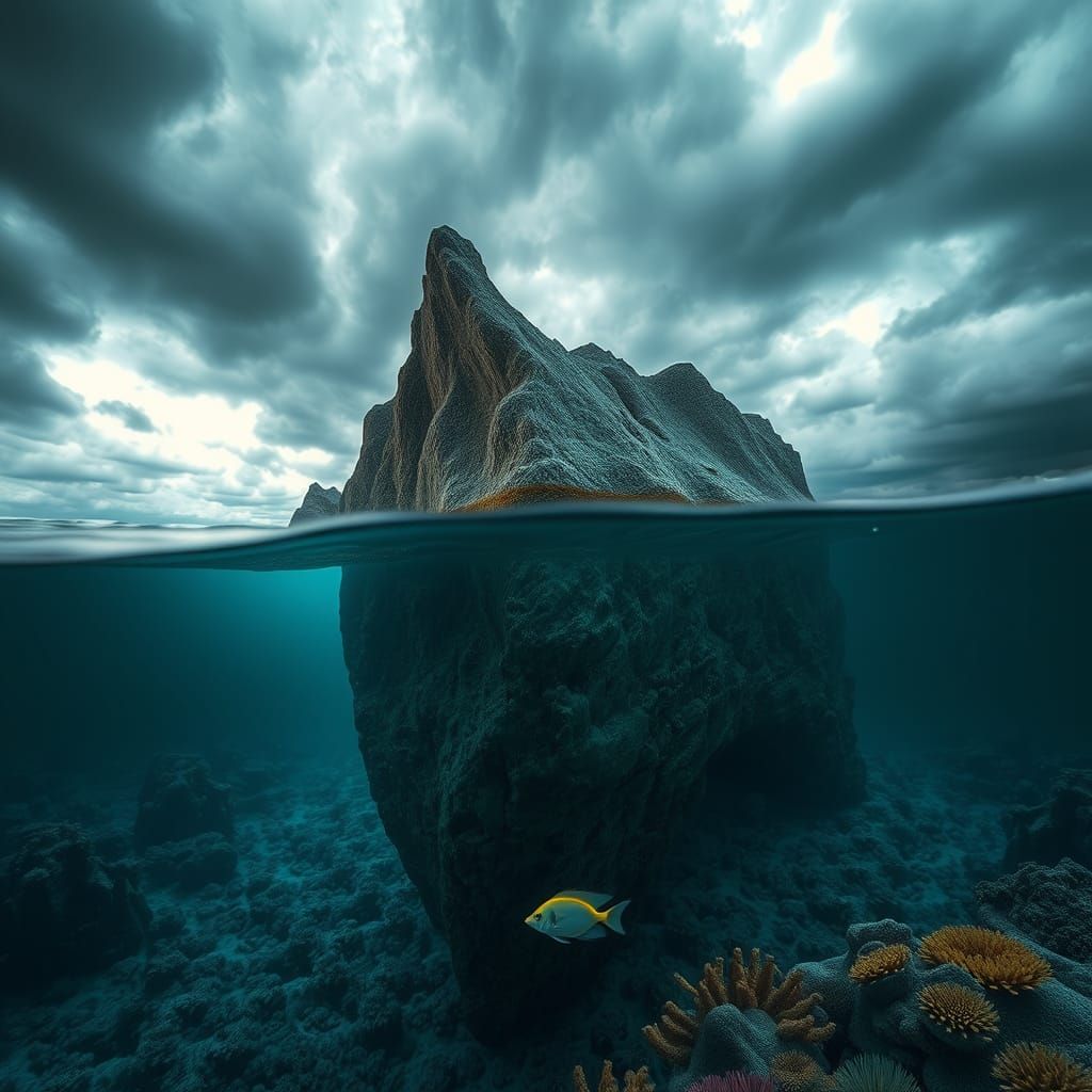 Dramatic Split View of Sea Landscape