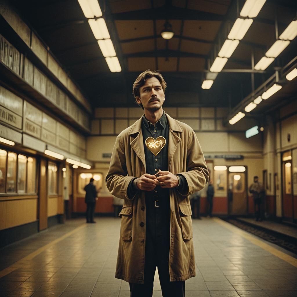 Man with Open Heart Waits at Station