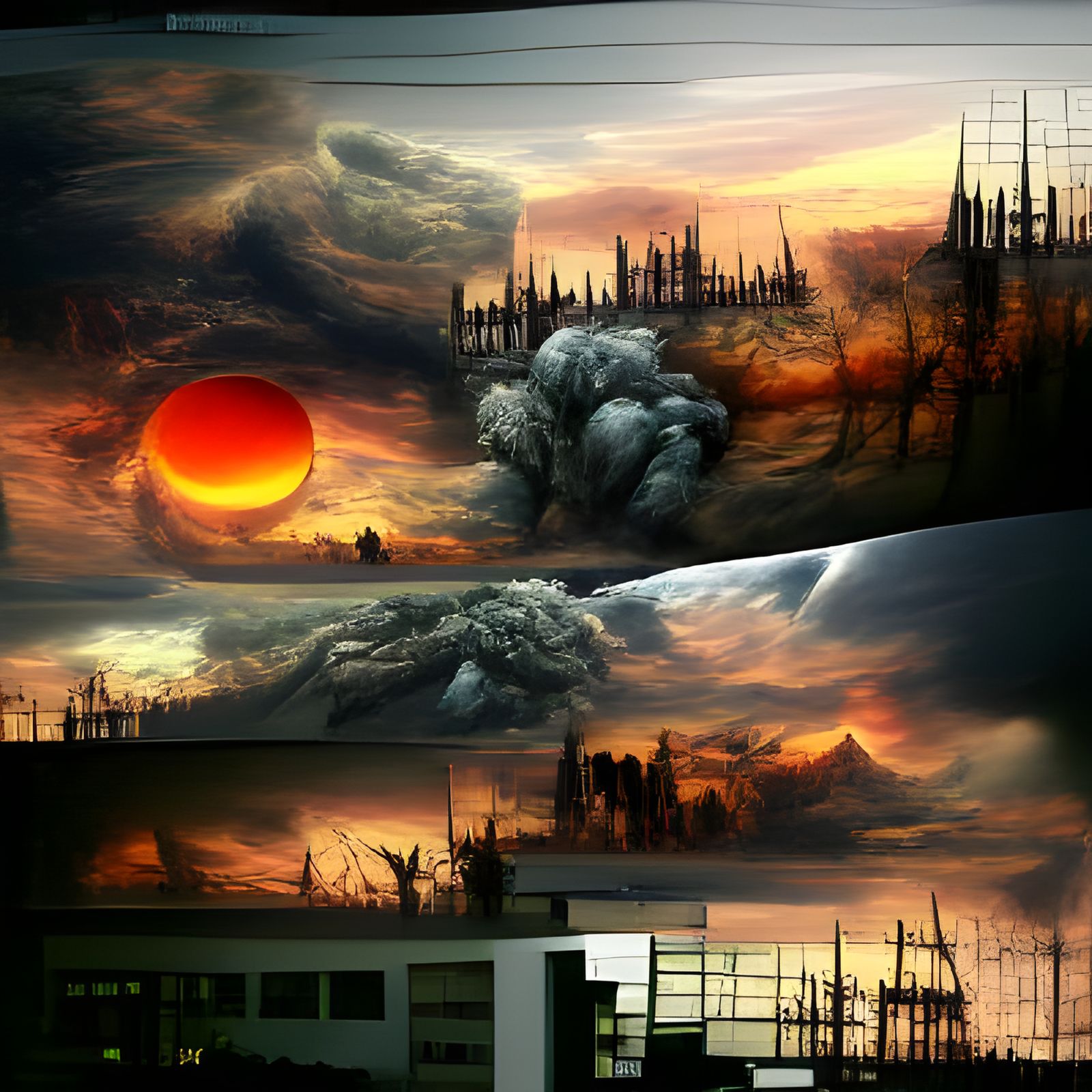 Apocalyptic Sunset: Detailed Matte Painting