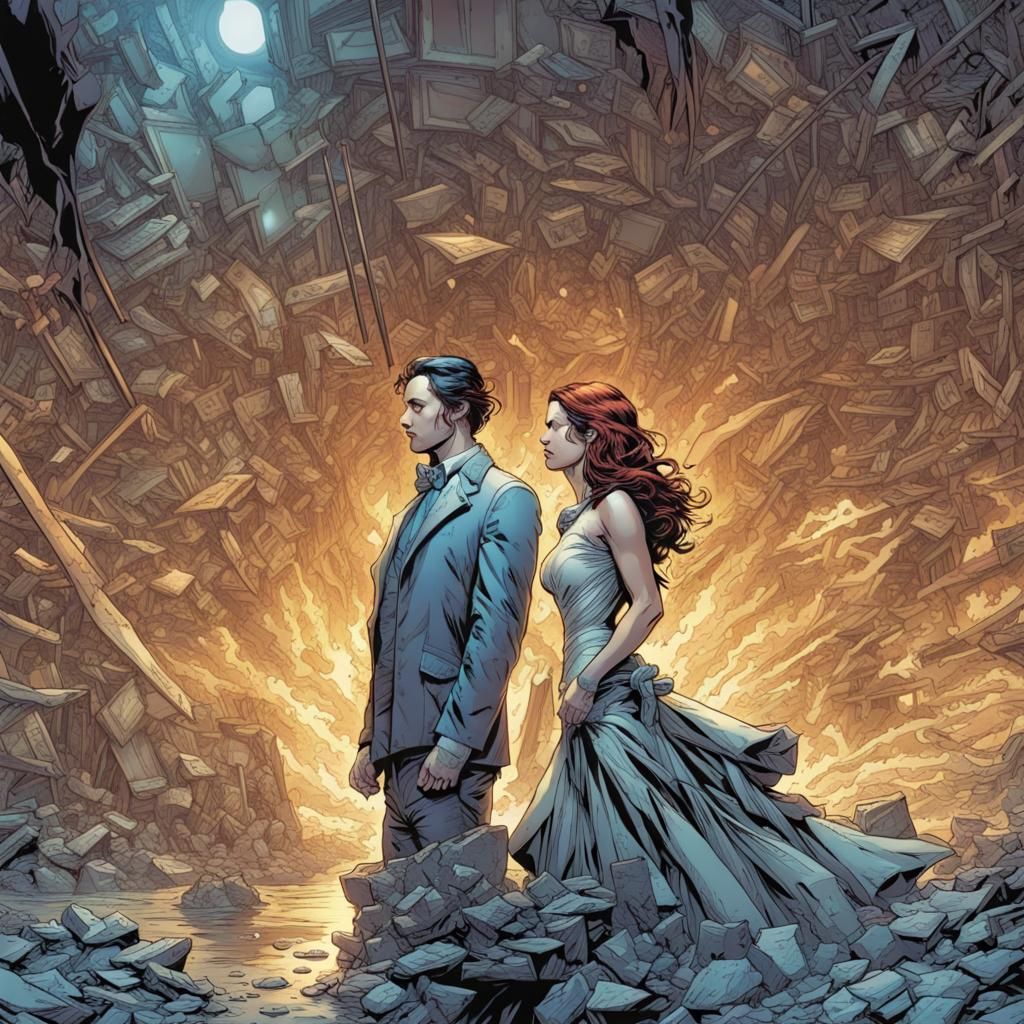 Broken Mirror in Comic Book Art Style