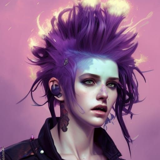 Punk Rock Princess Portrait in Hyperdetailed Style