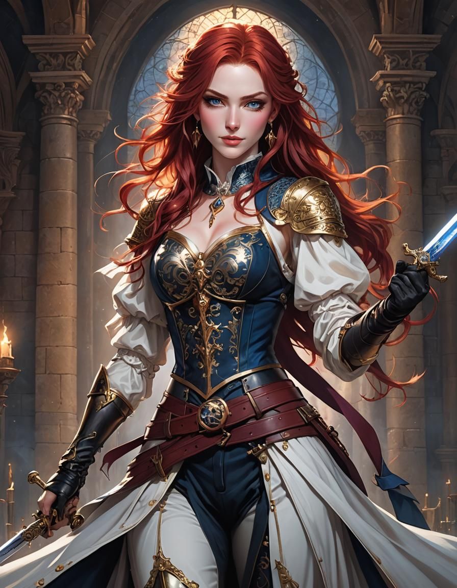 Medieval Duelist Supermodel in Art Nouveau Style