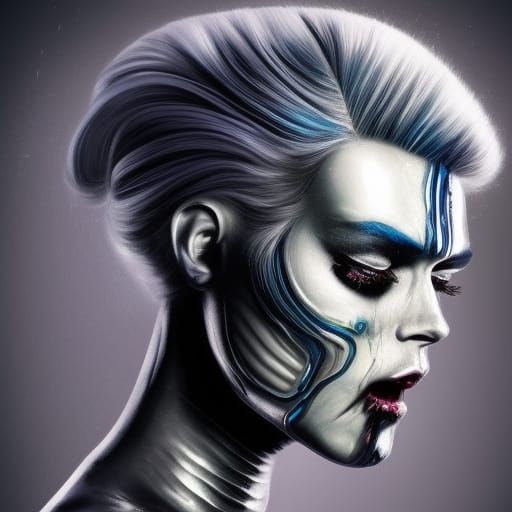 Android Painter and Zombie in Hyperrealistic Style