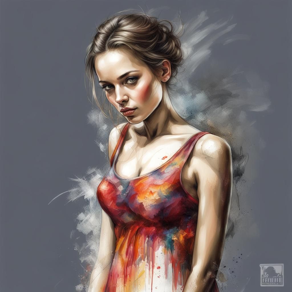 Enchanting Woman Portrait as Colorful Graffiti Art