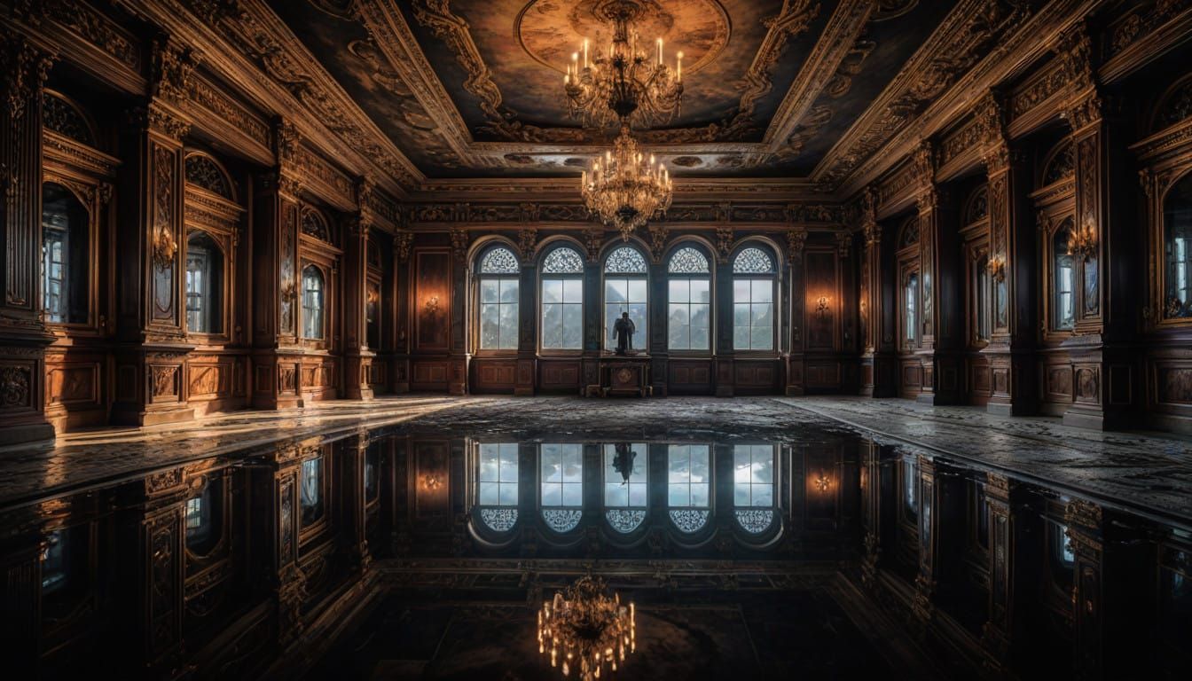 Hyperrealistic Morning Reflection in a Spacious Room