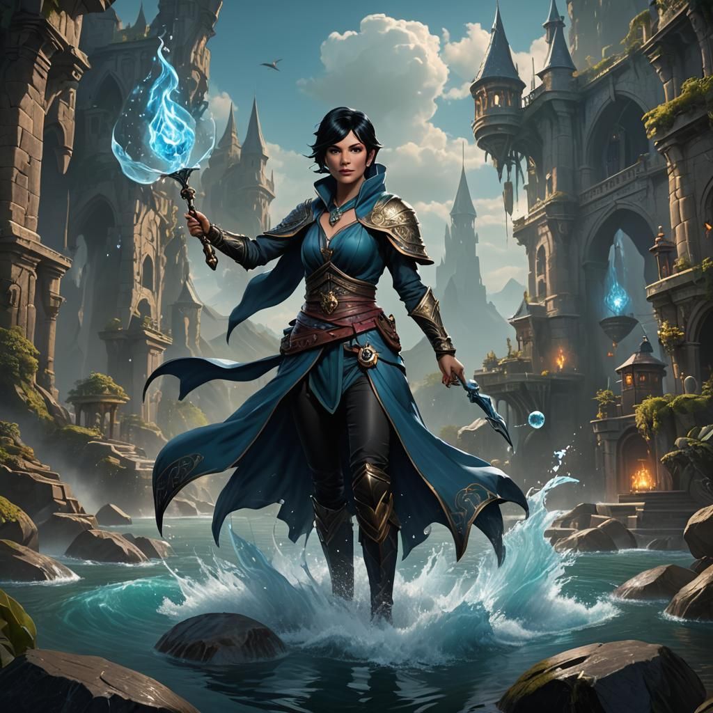 Water Wizard in D&D Style: Fantasy Concept Art