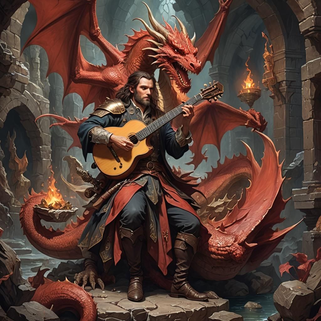 Bard Plays Lute for Red Dragon