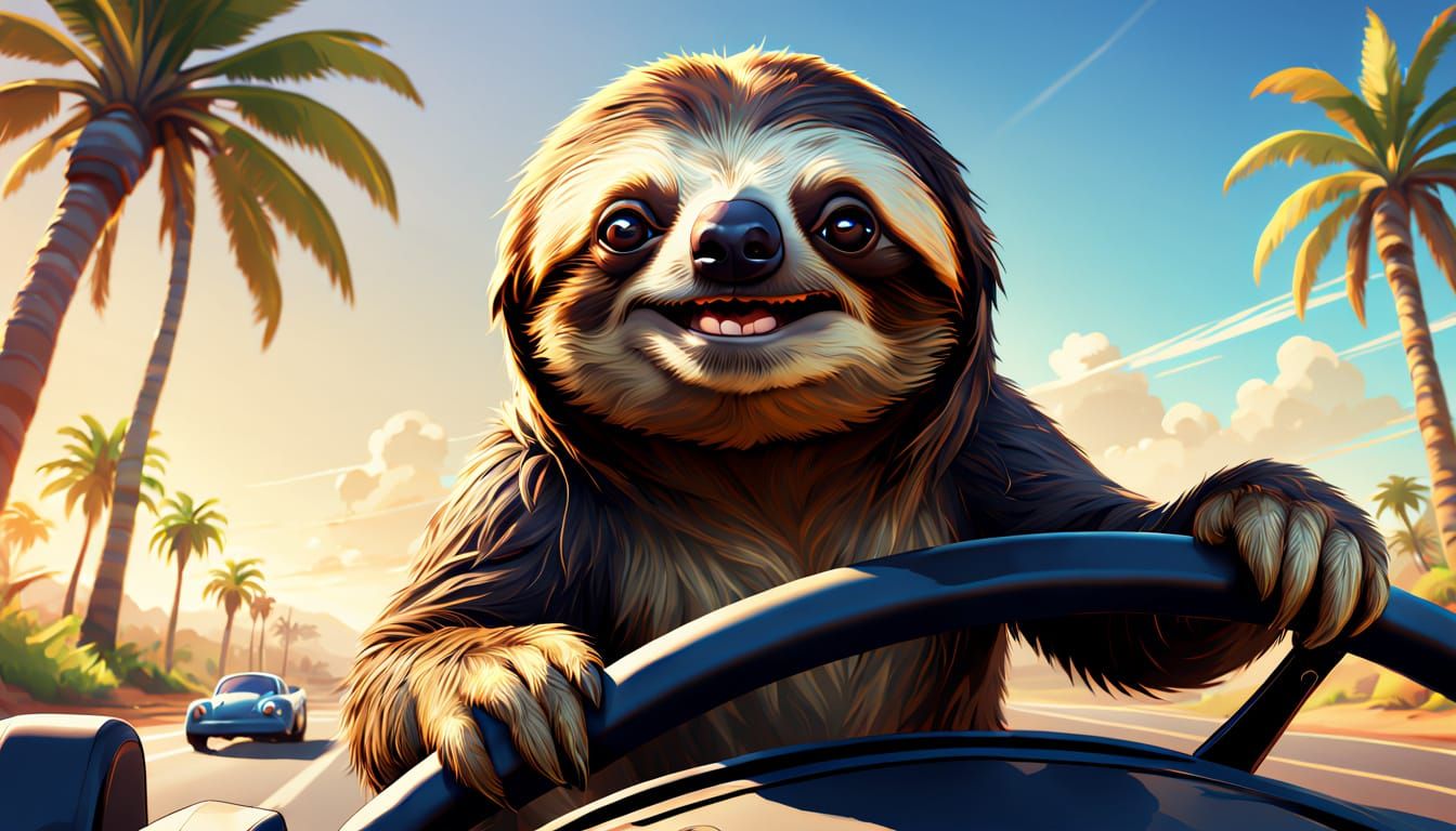 Sloth Wins Desert Car Race in a Flash of Fun