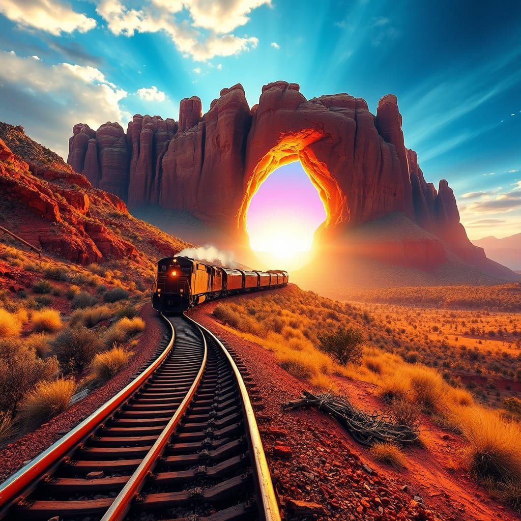 Sedona Arizona Train Enters Cosmic Portal with Vortex View