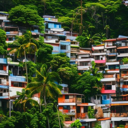 Lively Tropical Favela in Sharp Focus