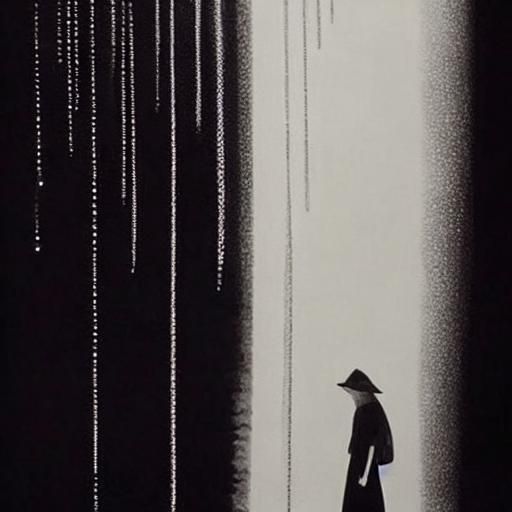 Sad Girl in Rain: Cross-Hatching Drawing