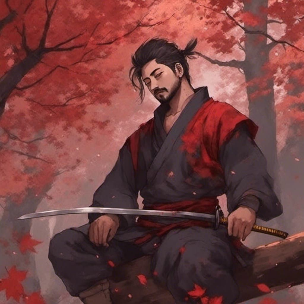 Samurai Portrait in Anime Key Visual Style