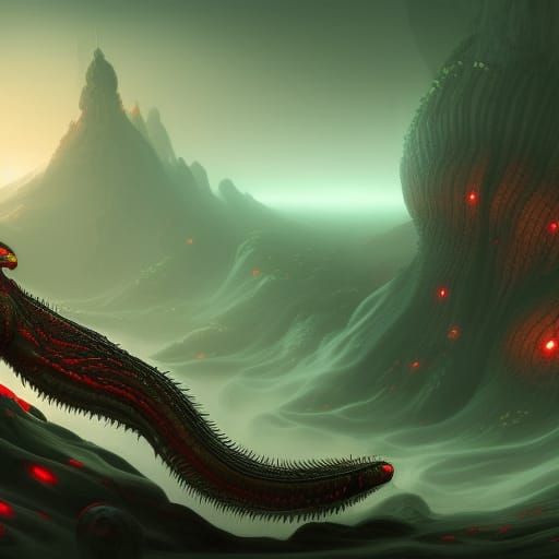 Detailed Matte Painting of Segmented Worm
