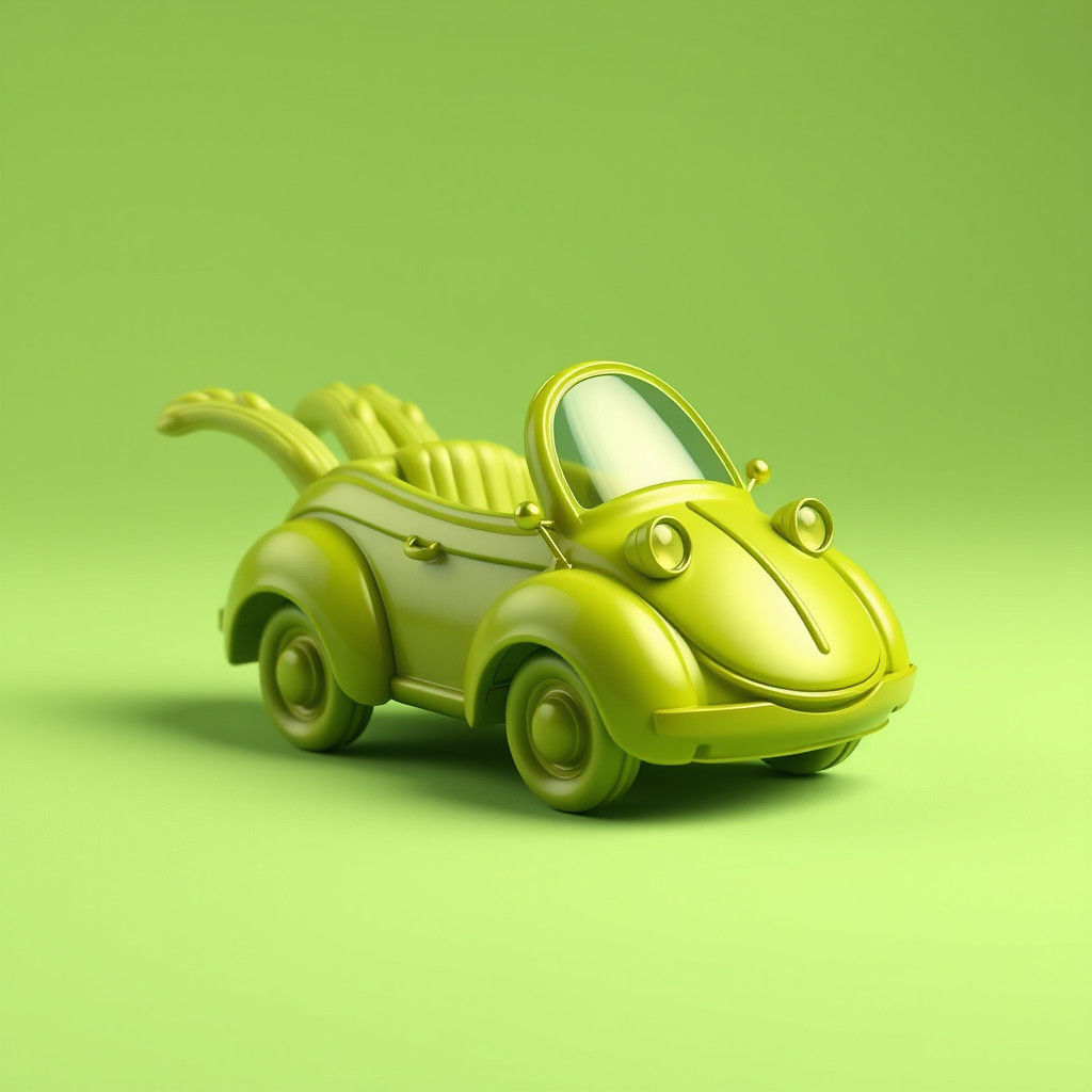 Cartoonish Celery Car Inspired by Pixar and Looney Tunes