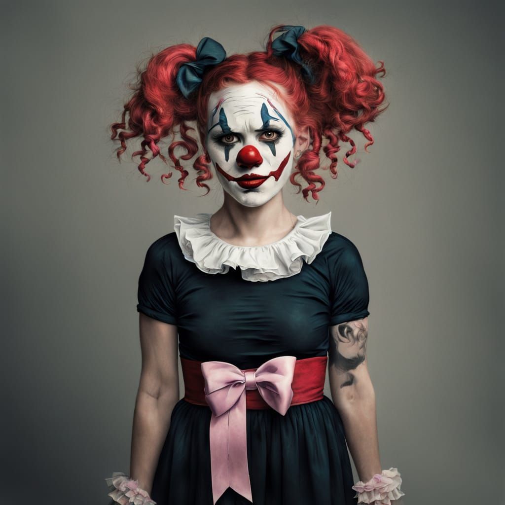 Dark Circus Clown Woman Portrait
