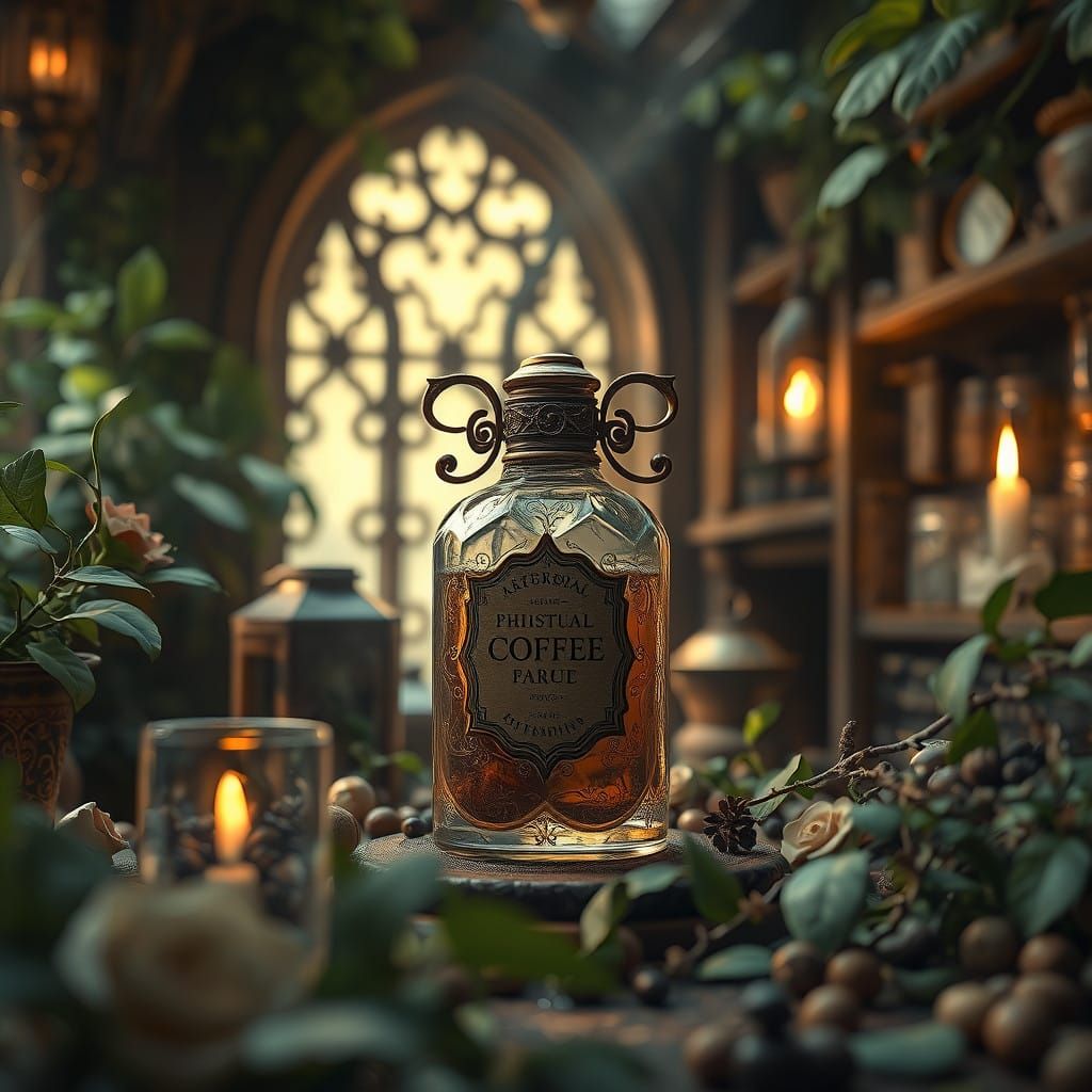 Mystical Apothecary Perfume in Whimsical Coffee Shop