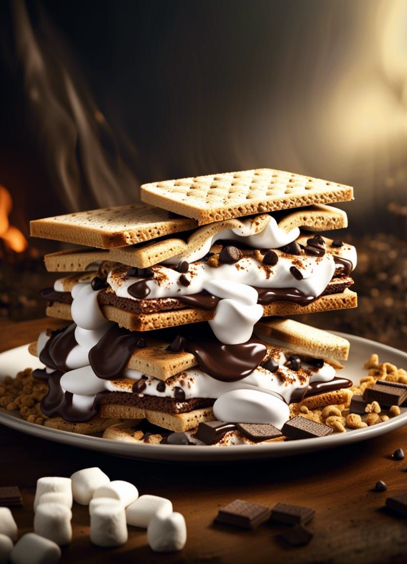 Delicious S'mores Sandwich with Chocolate and Marshmallow
