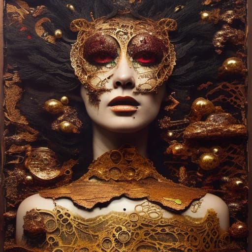 Horror Collage in Biopunk Style with Red Ink