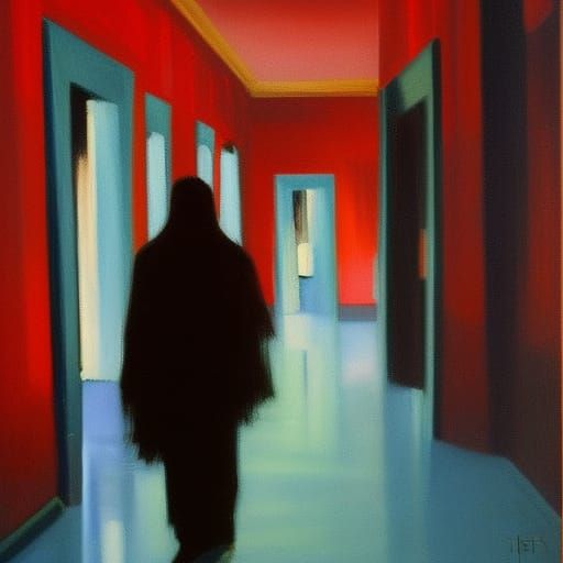 A dark figure in the hallway