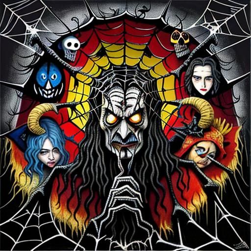 Pagan's Spiderweb Eyes: A Surreal Horror Portrait