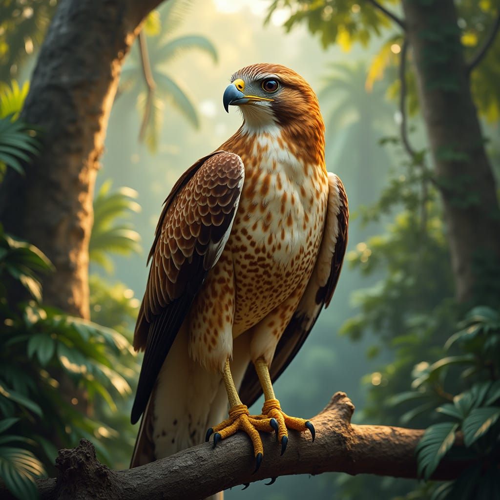 Savanna Hawk Amidst Tropical Forest