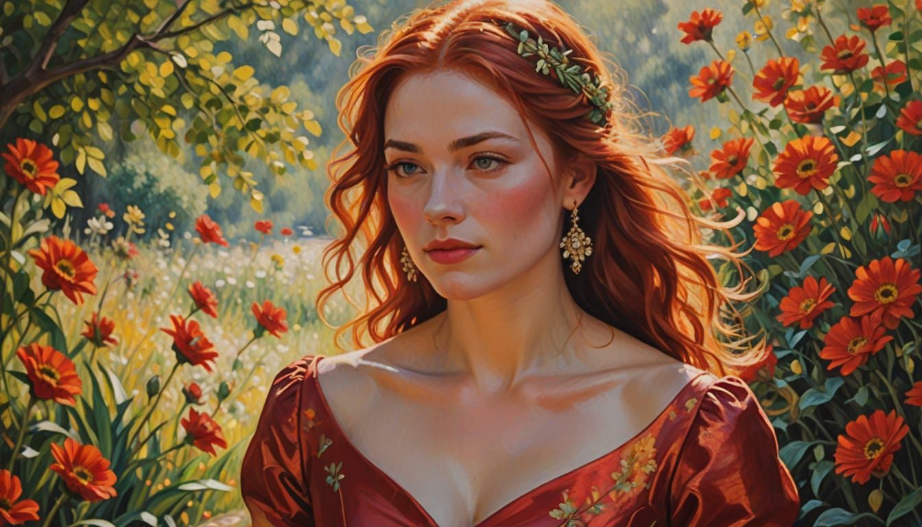 Impressionist Woman Painting with Vibrant Brushstrokes