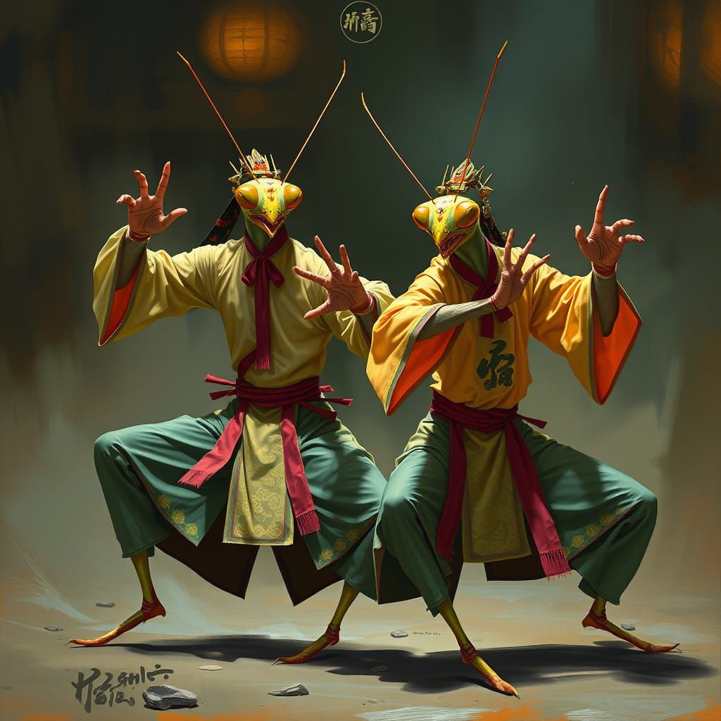 Kung Fu Praying Mantis in Chinese Attire
