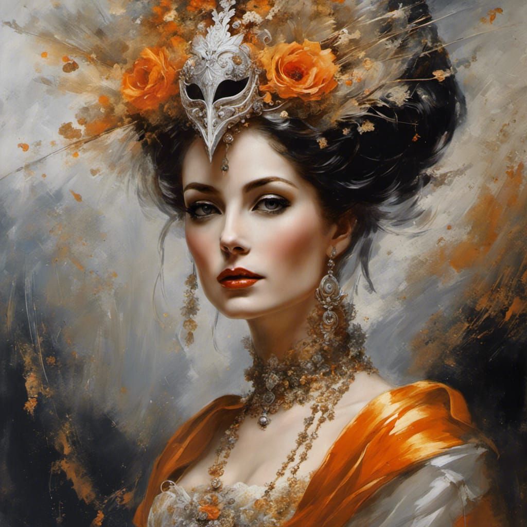Victorian Lady Portrait with Fantasy Mask