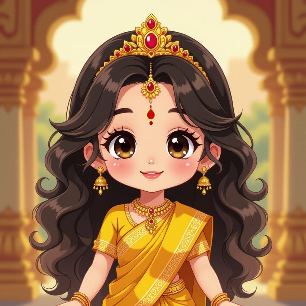Anime Chibi Devi Maa with Expressive Eyes