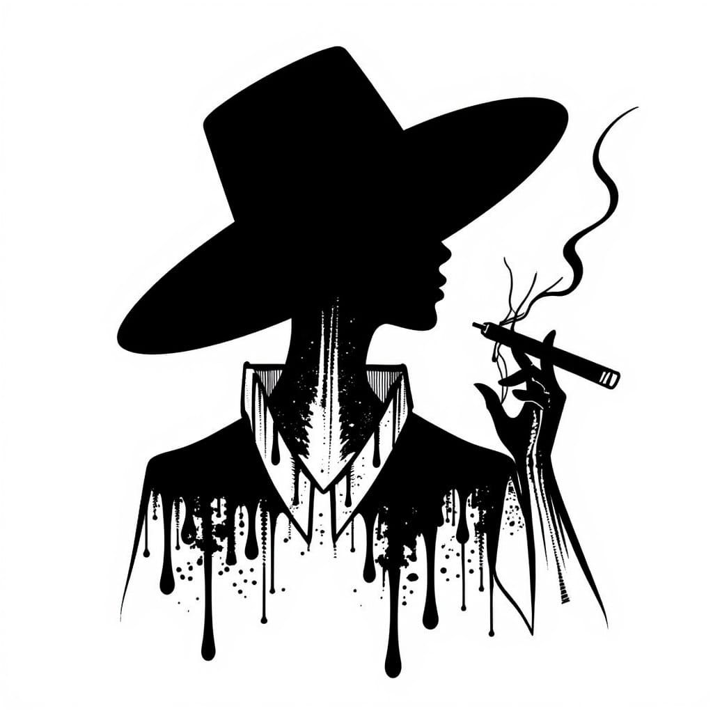 Elegant Woman Silhouette in Dripping Paint Style