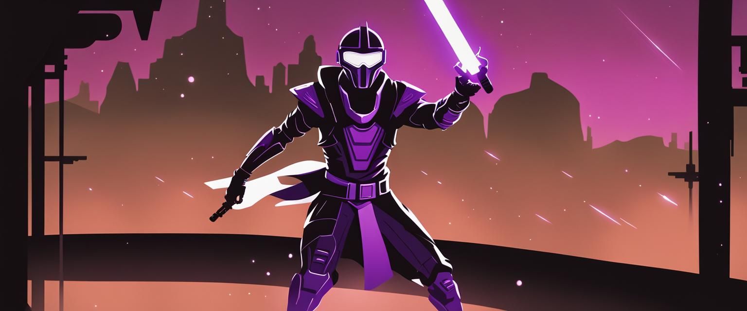 Mysterious Bard-Mage in Futuristic Landscape