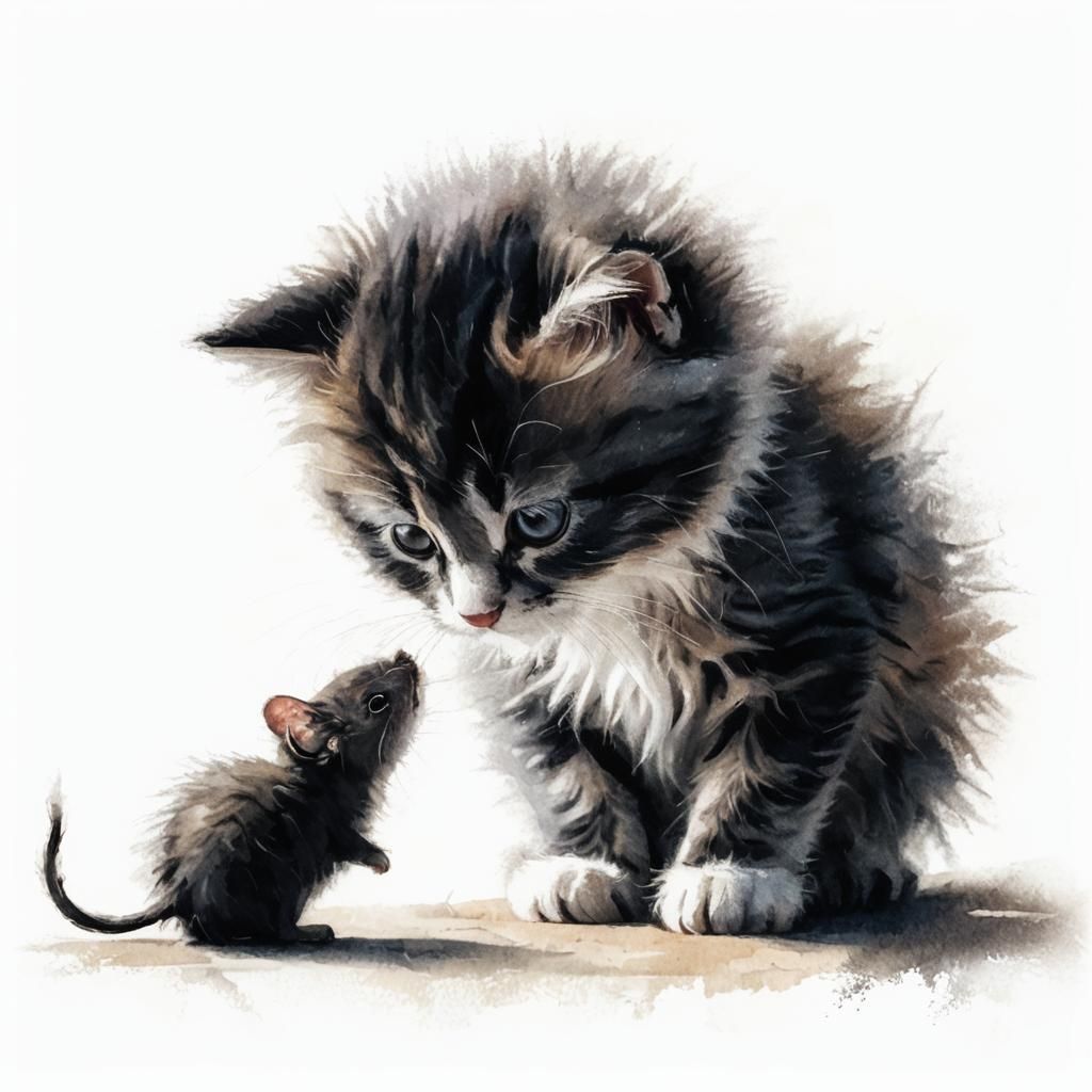 Fauvist Kitten Portrait with Elaborate Detail