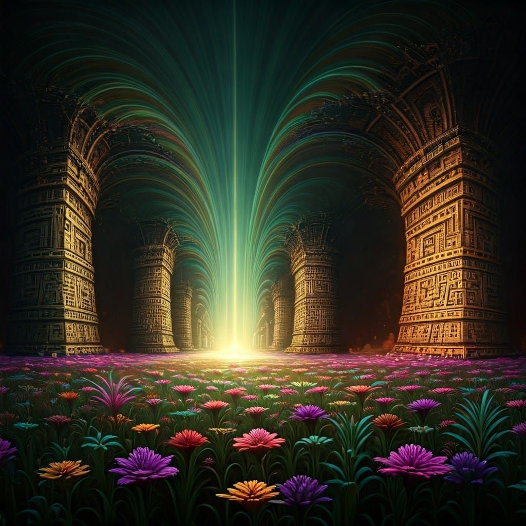 Ethereal Alien World with Ancient Ruins