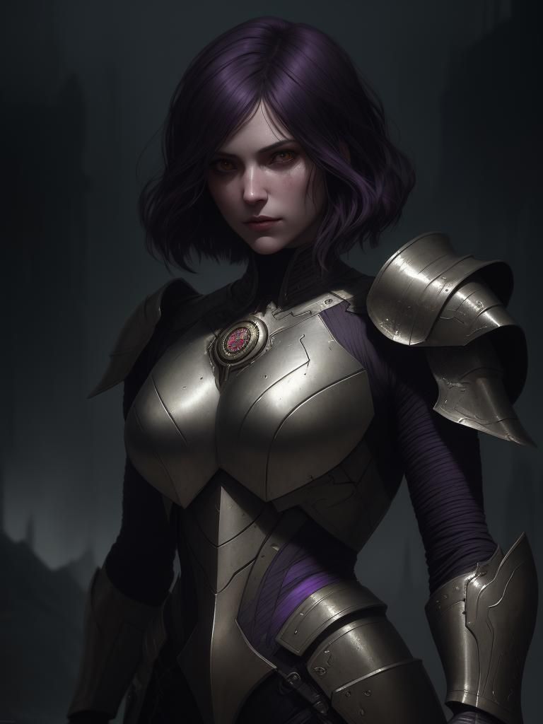 Sad Armored Girl: Dark Fantasy Concept Art