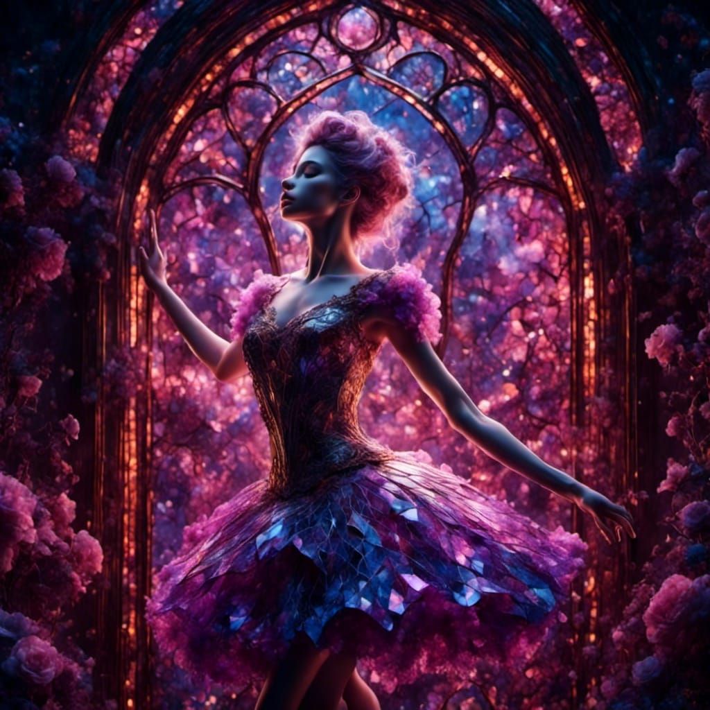 Stained Glass Ballet Dancer in Vibrant Colors