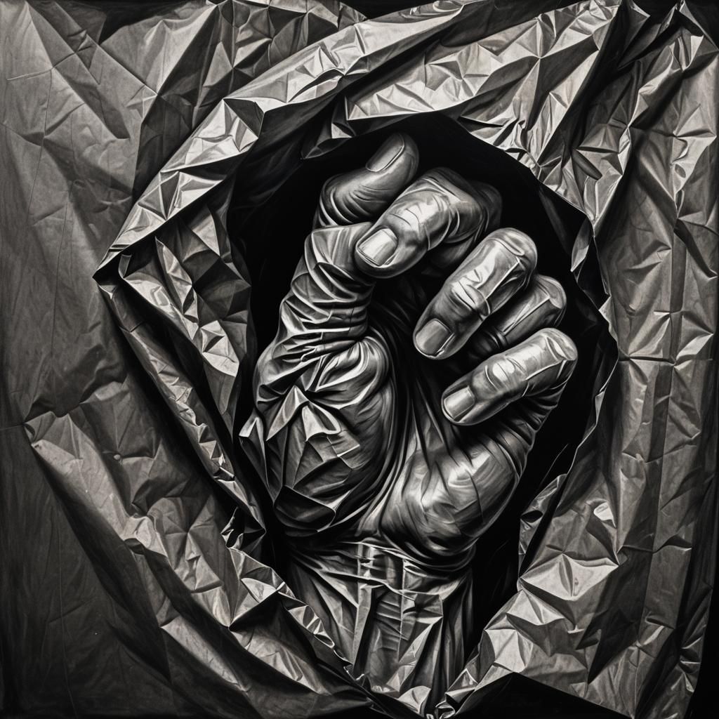 Dramatic Charcoal Drawing of a White Fist