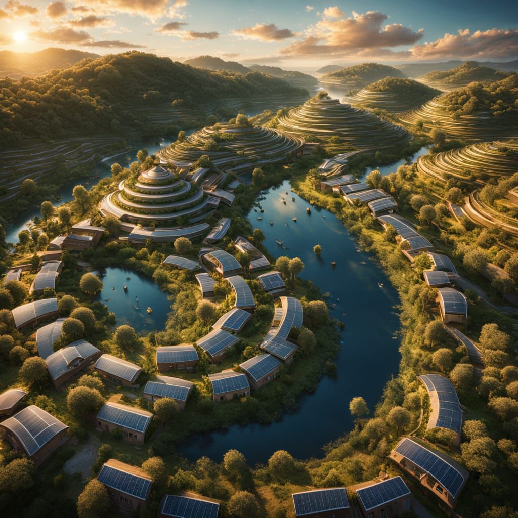 Solorpunk Haven in Vibrant Pastels