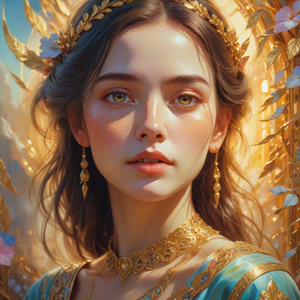 Ethereal Woman's Face in Surreal Digital Art