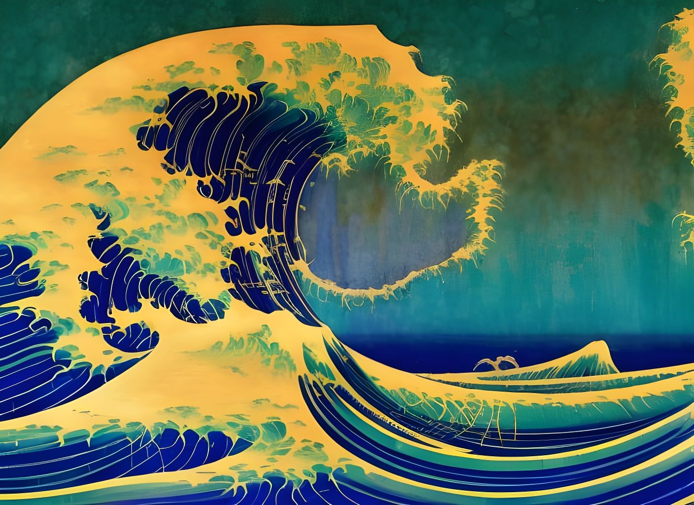 Psychedelic Storm at Sea with Shattered Glass Waves