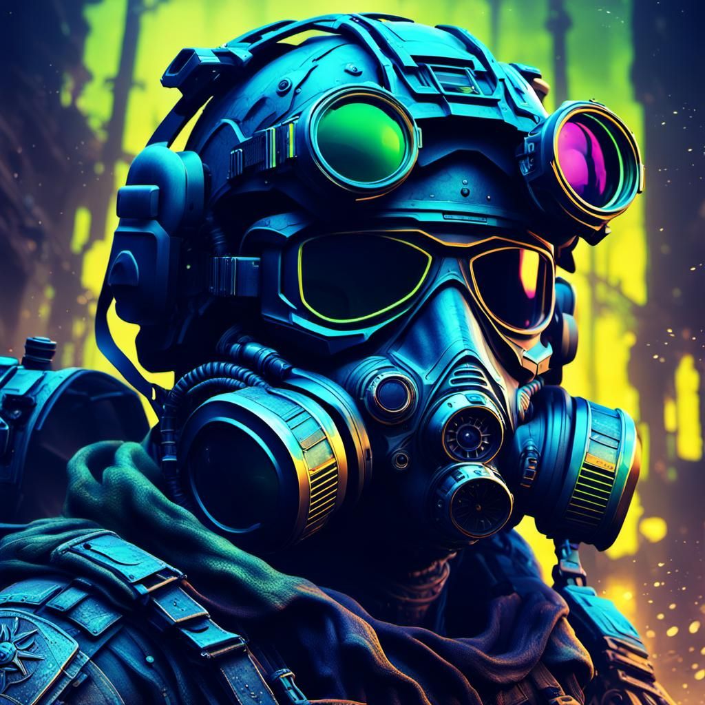 Skull with Night Vision Goggles in Detailed Matte Painting