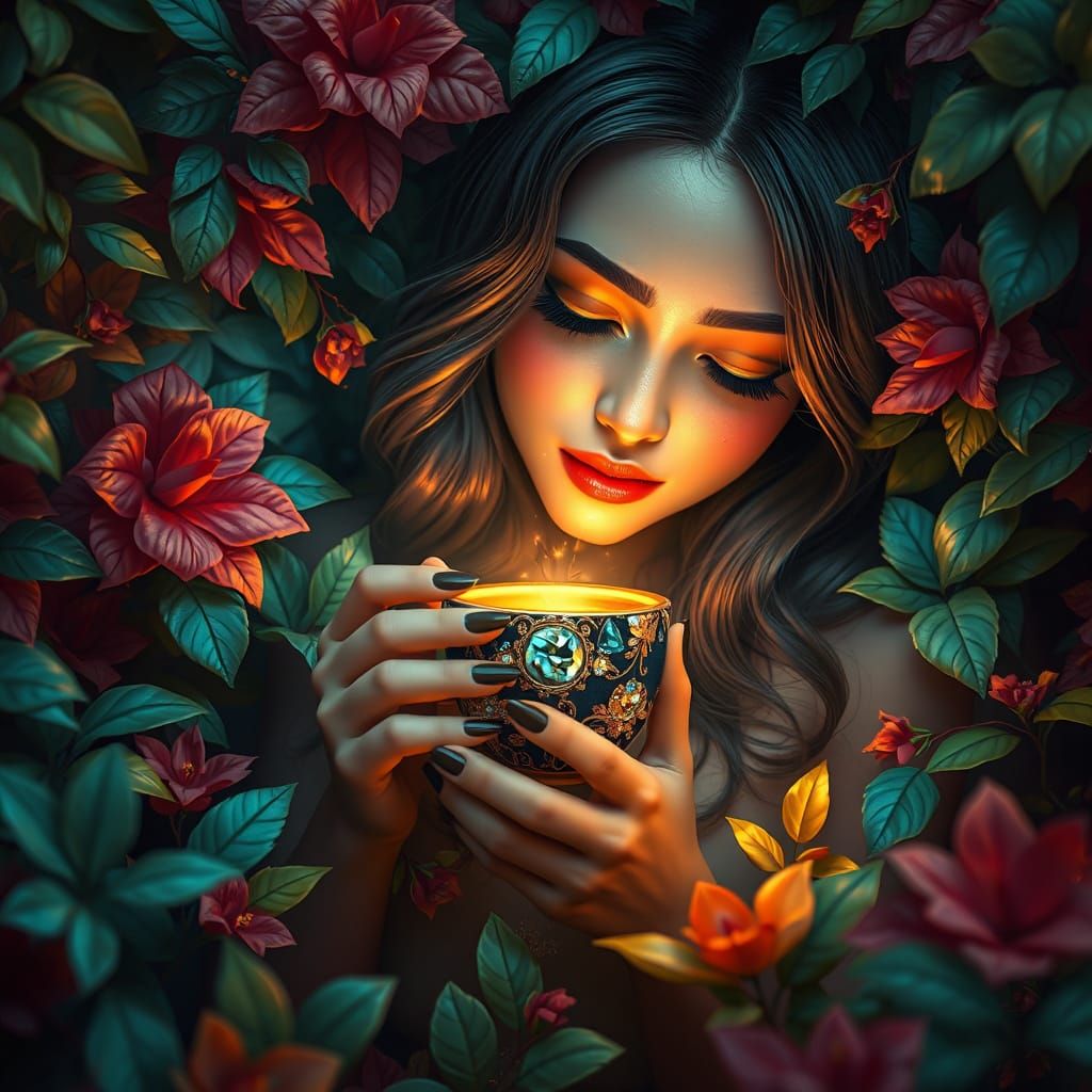 Whimsical Goddess of Love in Enchanted Forest