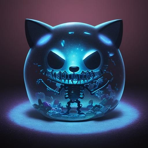 Glowing Hello Kitty Skeleton in Candy Art Style