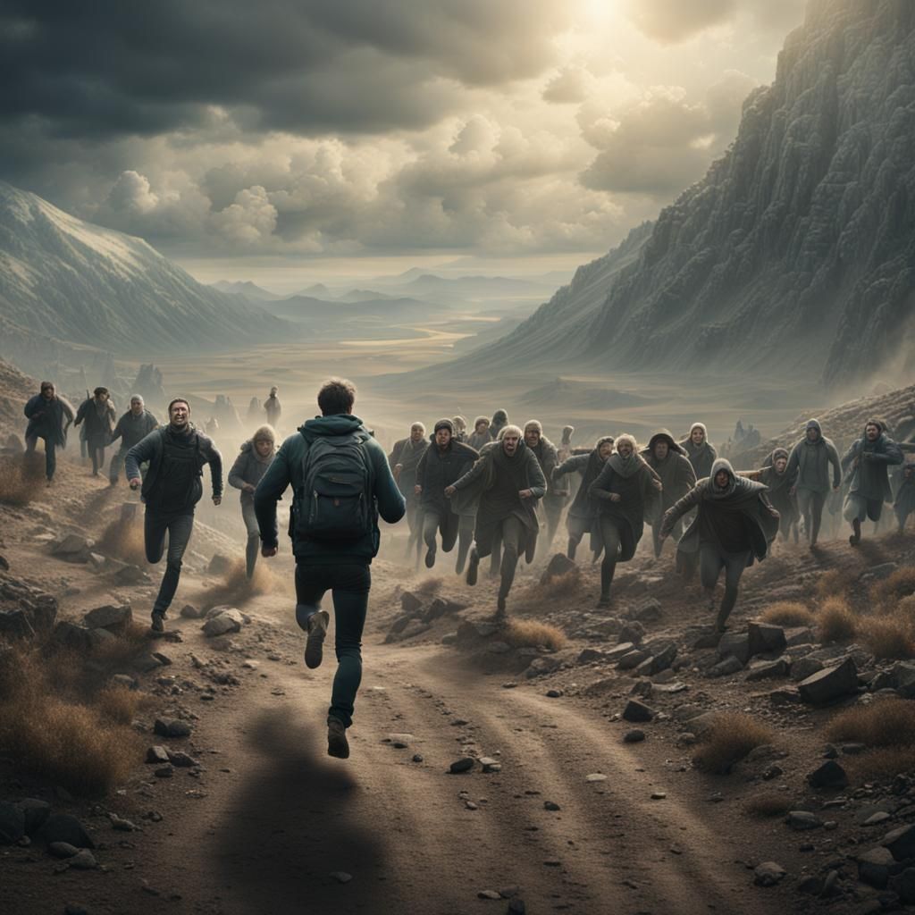 Epic Uphill Run Surrounded by Witnesses