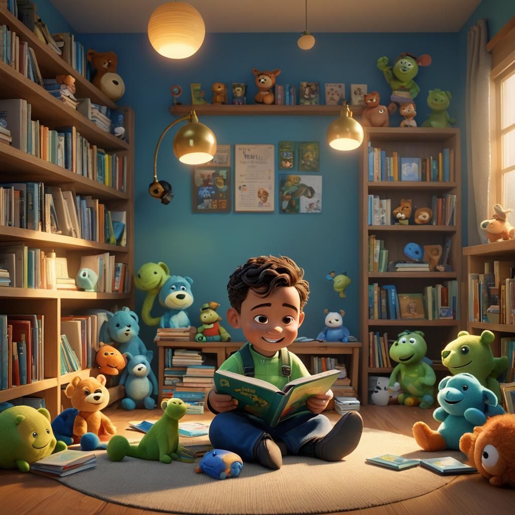 Baby Reading Book: Pixar-Style Concept Art