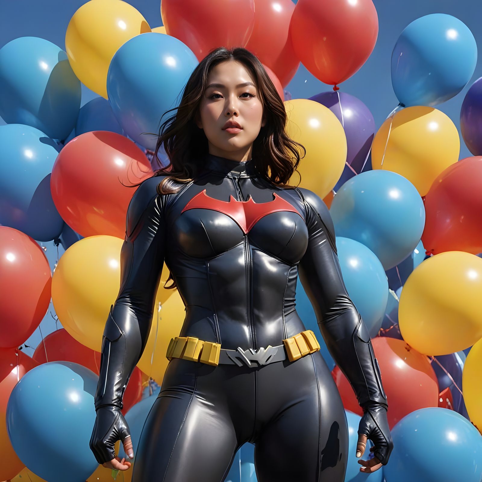 Cyberpunk Beauty in Batman Rubber Suit