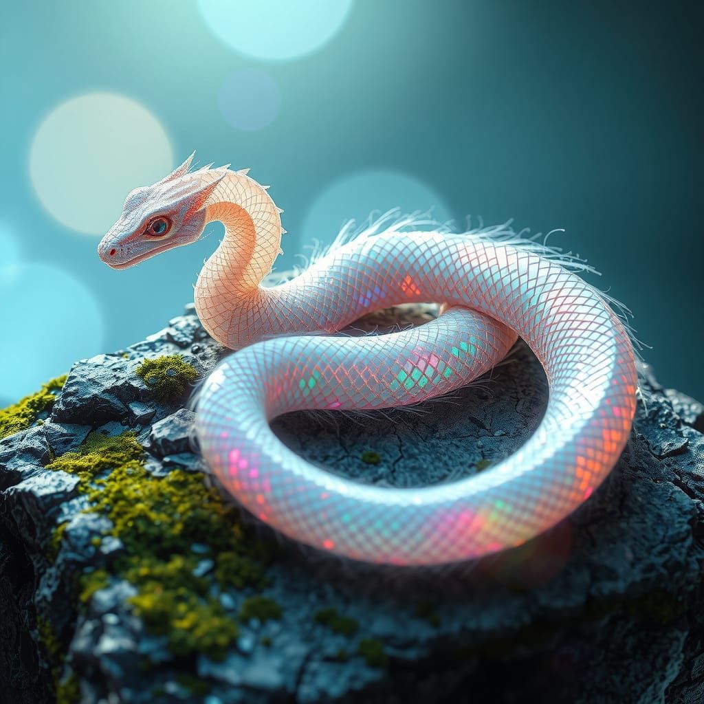 Ethereal Serpentine Creature in Prismatic Hues