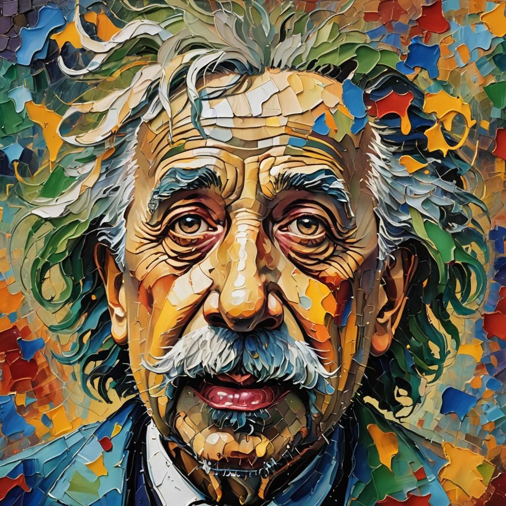 Einstein Whimsy: An Expressionist Impasto Painting