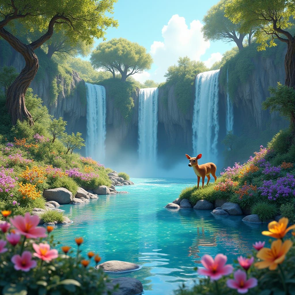 Whimsical Landscape Inspired by Lisa Frank in 8K